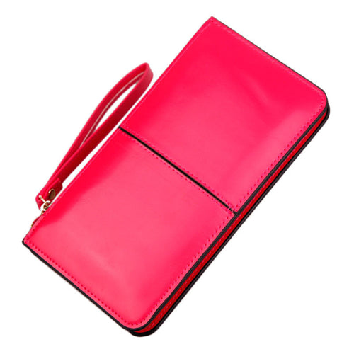 Forward 7 Colors Retro Long Card Holder Purse Leather Stitching Lady Women Wallet Bag  ILML