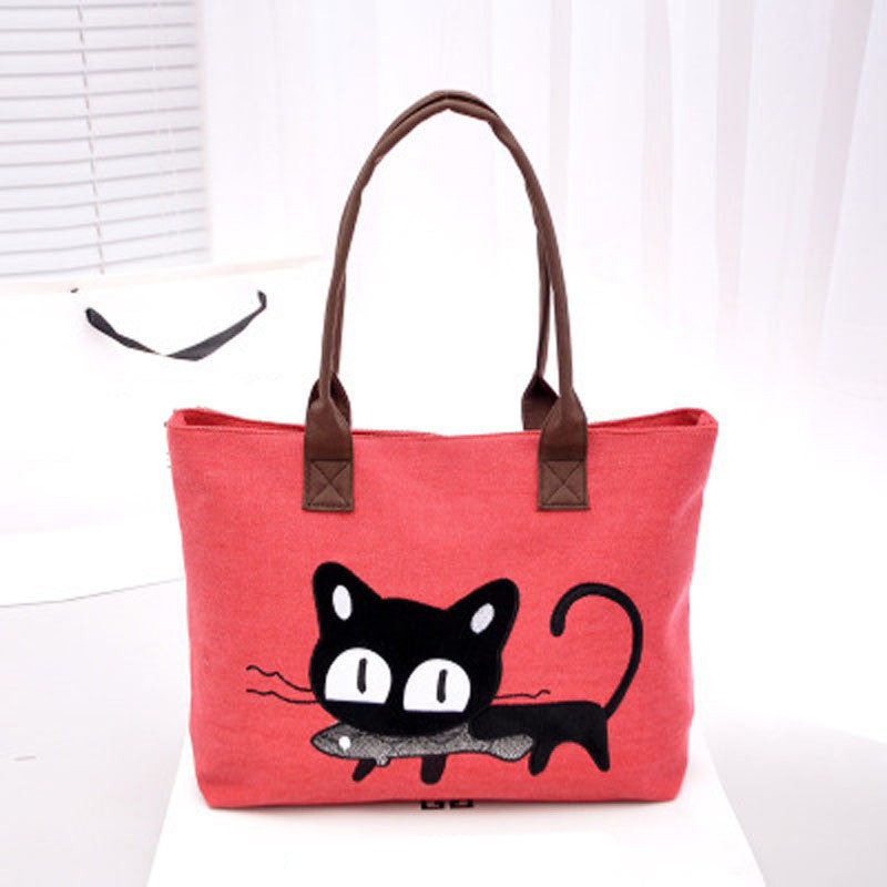 Forward Women Shoulder Bag Canvas Bags Girl Cute Cat Office Lunch Bag  ILML