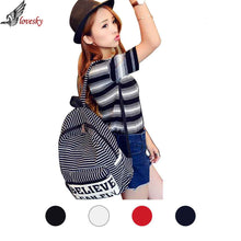 Forward Women Canvas Stripe Travel Rucksack Satchel Bookbag Backpack School Bag  ILML