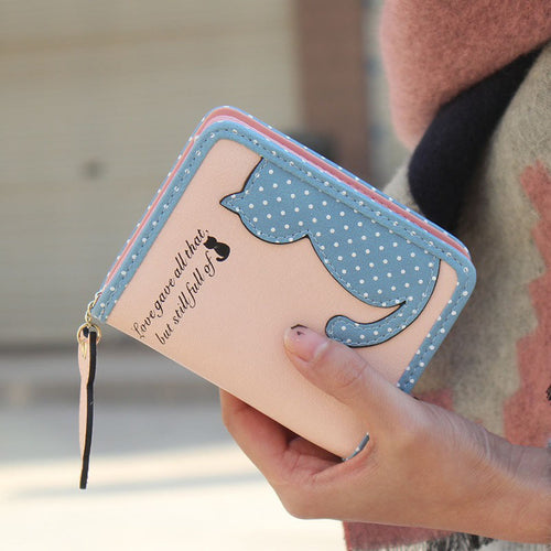 Forward Women Cat Purse Short Wallet Bags PU Hbags Card Holder  ILML