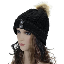 Forward Women's Wool Balls Warm Wood Buckle Knitted Wool Hat ILML