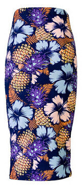 Forward 6 Colors Vintage Pencil Midi Women Knee-Length Elastic High Waist Printing Skirt Saias Femininas ILML