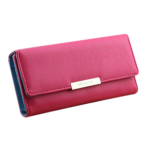 Forward 7 Colors Women PU Leather Pure Color Hasp Wallet Button Clutch Purse Lady Long Hbag Bag ILML