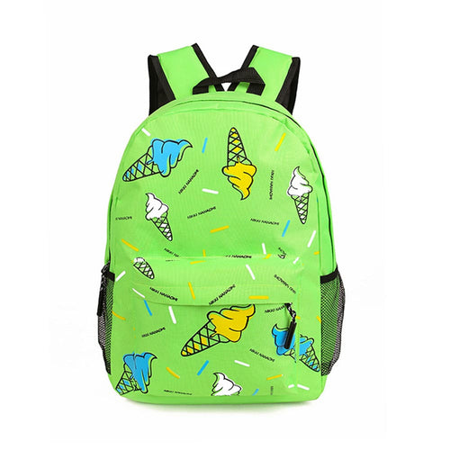 Forward Campus Cy Colors Women Girls Double-Shoulder Sweet Ice Cream Canvas Zipper Backpack Schoolbag  ILML