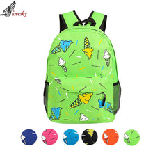 Forward Campus Cy Colors Women Girls Double-Shoulder Sweet Ice Cream Canvas Zipper Backpack Schoolbag  ILML