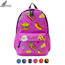 Forward Cute Design Double-Shoulder Canvas Hamburger Backpack Schoolbag Mujer Mochila Escolar Feminina Fast ILML
