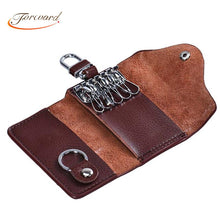 Forward Key Chain Men PU Leather Solid Color Car Key Chain Holder 6 Ring Pouch Case Housekeeper ILML