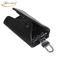 Forward Key Chain Men PU Leather Solid Color Car Key Chain Holder 6 Ring Pouch Case Housekeeper ILML