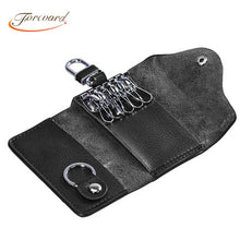 Forward Key Chain Men PU Leather Solid Color Car Key Chain Holder 6 Ring Pouch Case Housekeeper ILML