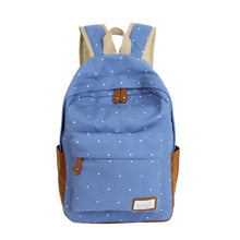 Forward Double-Shoulder Girls Canvas Dots Schoolbag Students Backpacks  ILML