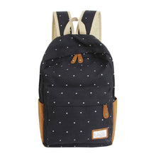 Forward Double-Shoulder Girls Canvas Dots Schoolbag Students Backpacks  ILML
