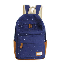 Forward Double-Shoulder Girls Canvas Dots Schoolbag Students Backpacks  ILML