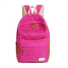 Forward Double-Shoulder Girls Canvas Dots Schoolbag Students Backpacks  ILML