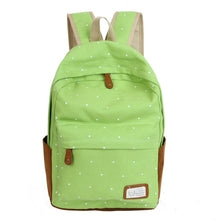 Forward Double-Shoulder Girls Canvas Dots Schoolbag Students Backpacks  ILML
