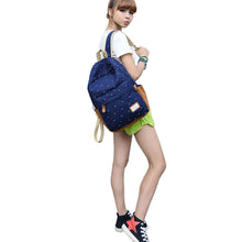 Forward Double-Shoulder Girls Canvas Dots Schoolbag Students Backpacks  ILML