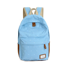 Forward Double-Shoulder Girls Canvas Dots Schoolbag Students Backpacks  ILML