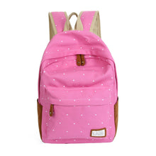Forward Double-Shoulder Girls Canvas Dots Schoolbag Students Backpacks  ILML