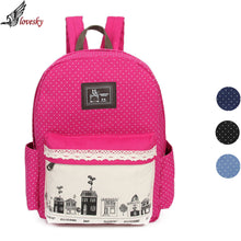 Forward Women Double-Shoulder Sweet Dot Canvas Backpack Schoolbag For Travel Students Bag  ILML