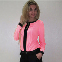 Forward Women Loose Chiffon Tops Long Sleeve Turn-down Collar Shirt Casual Blouse Plus Size  ILML