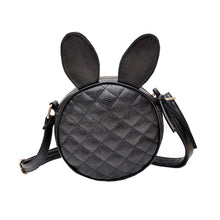 Forward Women Girl Cute Rabbit Ear Round Leather Hbag Shoulder Messenger Mini Bag Black  ILML