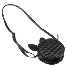 Forward Women Girl Cute Rabbit Ear Round Leather Hbag Shoulder Messenger Mini Bag Black  ILML
