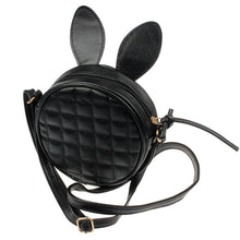 Forward Women Girl Cute Rabbit Ear Round Leather Hbag Shoulder Messenger Mini Bag Black  ILML