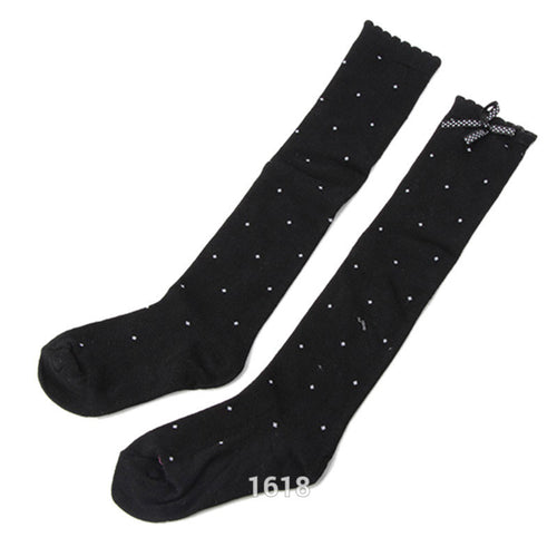 FreeLittle Girls Bowknot Polka Dot Cotton Knee Highs Kids In Tube Sockedia Corta ILML