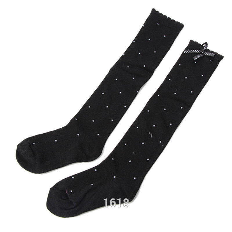 FreeLittle Girls Bowknot Polka Dot Cotton Knee Highs Kids In Tube Sockedia Corta ILML