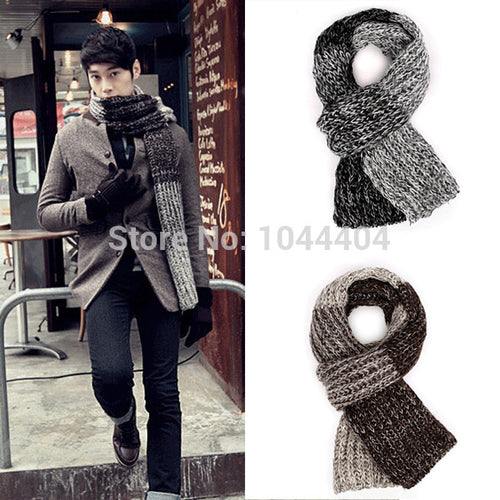 FreeMen Warm Mixed Color Striped Knit Mohair Woolen Soft Long Scarves ILML