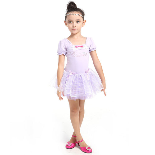 Girl Leotard Ballet Dance Party Dress 3-7Y Toddler Costume Short Sleeve ILML