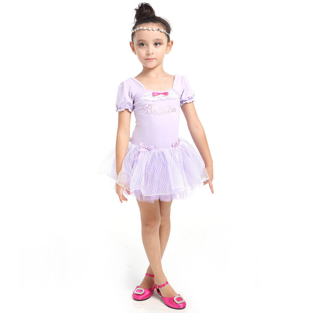Girl Leotard Ballet Dance Party Dress 3-7Y Toddler Costume Short Sleeve ILML