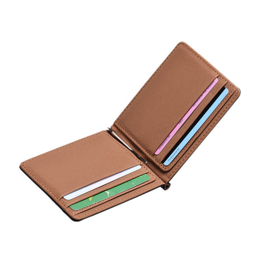 Goforward Mens Leather Silver Money Clip Slim Wallets Black ID Credit  ILML