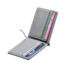 Goforward Mens Leather Silver Money Clip Slim Wallets Black ID Credit  ILML