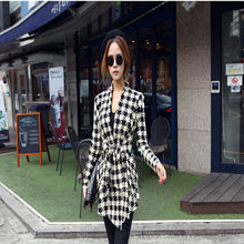 Goforward Women Clothing Korean Womens Houndstooth Pattern Thin Cardigan Coat Jacket Outwear  ILML