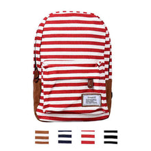 Goforward Girl Boy Double-Shoulder Sweet Striped Canvas Backpack Schoolbag School Bag  ILML