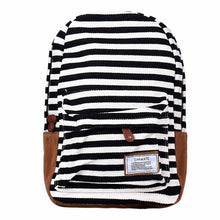 Goforward Girl Boy Double-Shoulder Sweet Striped Canvas Backpack Schoolbag School Bag  ILML
