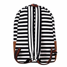 Goforward Girl Boy Double-Shoulder Sweet Striped Canvas Backpack Schoolbag School Bag  ILML