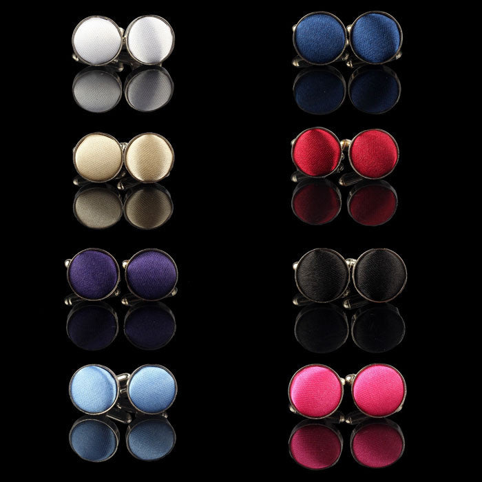 Goforward Men Dress Round Cloth Cufflinks For Business Shirt Wedding Party ILML