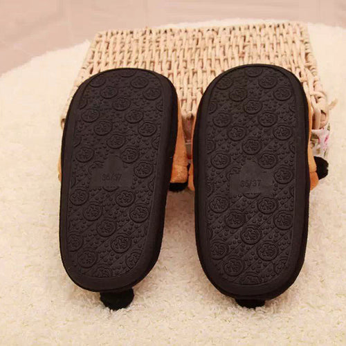 Goforward Women Cute Bear Warm Plush Antiskid Indoor Home Slippers  ILML