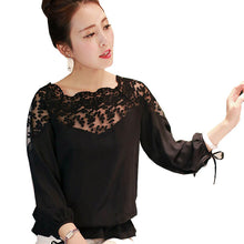 Goforward Women Lady Long Sleeve Sheer Lace Shirt Chiffon Blouse White Black Plus Size ILML