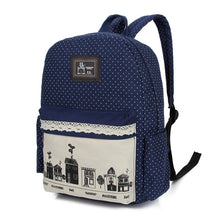 Goforward Design Women Cartoon Printing Double-Shoulder Bag Backpack Schoolbag Canvas Backpacks Bags Rucksack ILML
