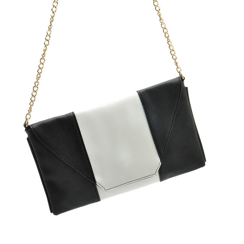 Goforward Women Lady Banquet Messenger Bag Leather Black With White Color Bag  ILML