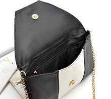 Goforward Women Lady Banquet Messenger Bag Leather Black With White Color Bag  ILML