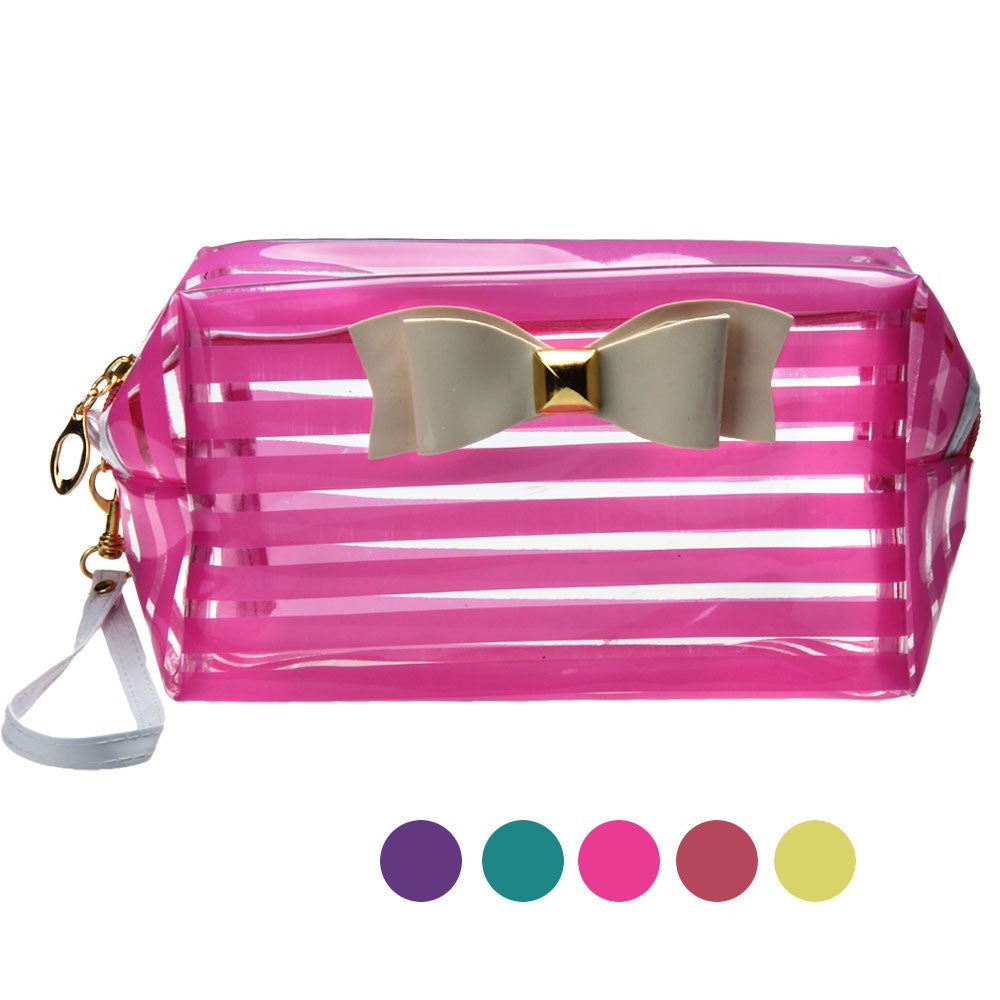 Goforward PVC Bow Waterproof H Travel Cosmetic Bag Makeup Storage Bags  ILML