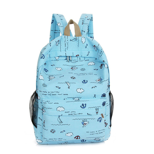 Goforward Campus Girl Women Cartoon Printing Shoulder Bag Backpack Schoolbag Canvas Backpacks Bags Rucksack ILML