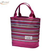 Goforward Canvas Stripe Tote Lunch Box Cooler Bag Bento Pouch Lunch Container Cooler Bags For Food Storage ILML