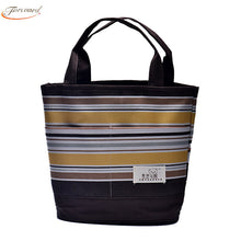 Goforward Canvas Stripe Tote Lunch Box Cooler Bag Bento Pouch Lunch Container Cooler Bags For Food Storage ILML