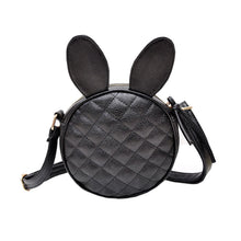 Goforward Women Girl able Rabbit Ear Round Artificial Leather Black Hbag Portable Shoulder Messenger Mini Bag ILML