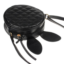 Goforward Women Girl able Rabbit Ear Round Artificial Leather Black Hbag Portable Shoulder Messenger Mini Bag ILML