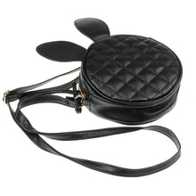 Goforward Women Girl able Rabbit Ear Round Artificial Leather Black Hbag Portable Shoulder Messenger Mini Bag ILML